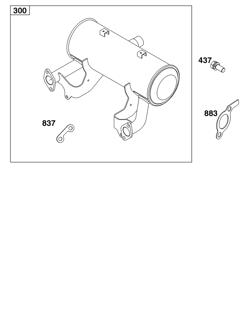 Exhaust Group Diagram and Parts List for 386447-0435-B5 200000 - 399999 Briggs and Stratton Engine